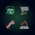 Indian culture neon light icons set Royalty Free Stock Photo