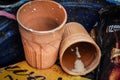 indian cup for tea Brown Mitti Kulhad in garbage Royalty Free Stock Photo