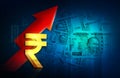 Indian currency background with Indian rupee icon with up arrow illustration
