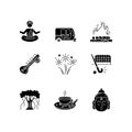 Indian customs black glyph icons set on white space Royalty Free Stock Photo