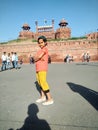 Indian cute baby girl in red fort