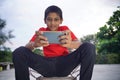 Indian Cute Little Boy With Cellphone Royalty Free Stock Photo