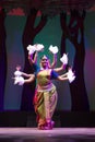 Indian Dance Form Odissi. Group of Indian Classical odissi dancers performing at stage