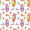 Indian dancer girl seamless pattern