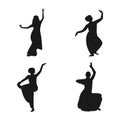 Indian dancer, silhouette template design vector icon illustration.