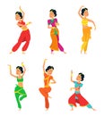 Indian dancers isolate on white background. Characters set Royalty Free Stock Photo