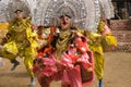 Indian dancers in masks and costume Royalty Free Stock Photo