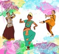 Indian dancers set Royalty Free Stock Photo