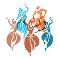 Indian dancers. Vector Illustration.