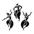 Indian dancers. Vector Illustration.