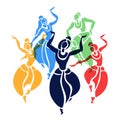 Indian dancers. Vector Illustration.