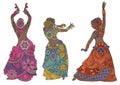 Indian dancers on white background