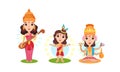 Indian Deity as Gods and Goddesses in Hinduism Vector Set