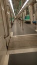 Indian Delhi metro inside vacant.