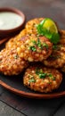 Indian delicacy Sabudana vada, made from sago, served with chutney Royalty Free Stock Photo