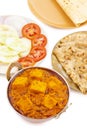 Indian Delicious Spicy Vegetarian Cuisine Paneer Toofani Served with Tandoori Roti on White Background Royalty Free Stock Photo
