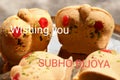 Indian delicious sweets background with  Subho Bijoya Happy Dussehra. Royalty Free Stock Photo