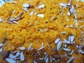 Indian delicious Traditional gajjar ka halwa,garnise by almonds Royalty Free Stock Photo