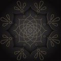 Indian design card in paper style with rangoli and mandala pattern on black