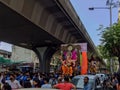 Indian devotees carry a huge idol of the elephant headed Hindu God Lord Ganesha in chinchpokali Lalbag Mumbai