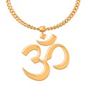 Indian Dharma Symbol on golden chain, 3D rendering