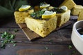 Indian Dhokla - recipe preparation photos with photos of the final dish and traditional mattha