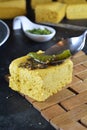 Indian Dhokla - recipe preparation photos with photos of the final dish and traditional mattha