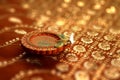 Indian Diwali Diya with Festive Lights Bokeh