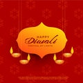 Indian diwali festival greeting card design with hanging lamps