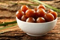 Indian Diwali sweet Vegan food gulab jamun in white bowl . Royalty Free Stock Photo