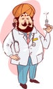 Indian doctor holding syringe stock illustration