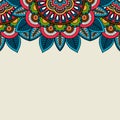 Indian doodle floral colored border