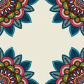 Indian doodle floral corners frame