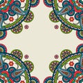 Indian doodle paisley colored frame