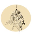 Indian Dream catcher, vector illustration for card, print Royalty Free Stock Photo
