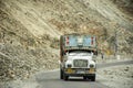 Indian driving car on Khardung La Road in Himalaya mountain and Nubra and Pangong lake at Leh Ladakh in Jammu and Kashmir, India