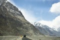 Indian driving car on Khardung La Road in Himalaya mountain and Nubra and Pangong lake at Leh Ladakh in Jammu and Kashmir, India