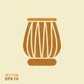 Indian drums tabla. Flat icon with scuffed effect in a separate layer Royalty Free Stock Photo