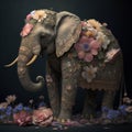 Indian Elephant fully decorated with flowers