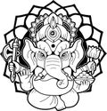 indian elephant god ganesha, illustration Royalty Free Stock Photo