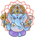 Indian elephant god Ganesha, illustration Royalty Free Stock Photo