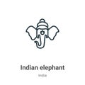 Indian elephant outline vector icon. Thin line black indian elephant icon, flat vector simple element illustration from editable Royalty Free Stock Photo