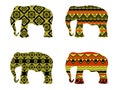 Indian elephant pattern. Black and yellow colors. Royalty Free Stock Photo