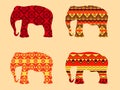 Indian elephant pattern. Elephant Set of vector illustrations. Royalty Free Stock Photo