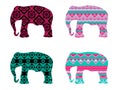 Indian elephant pattern. Elephant on a white background. Royalty Free Stock Photo