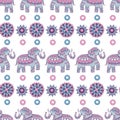 Indian elephant seamless pattern. Animal decorated illustrations indian vector colored background Royalty Free Stock Photo