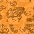 Indian elephant seamless pattern