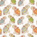 Indian elephant seamless pattern