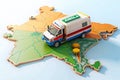 Indian Emergency Medical Services DroneEnabled Accessibility Rapid Response via 3D Ambulance Map Visualization Royalty Free Stock Photo