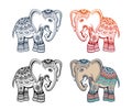 Indian ethnic elephant with african tribal ornament Royalty Free Stock Photo